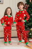 Jul Mysig Röd Tryck Familj Matchande Pyjamas Set