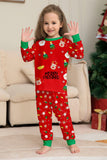 Jul Mysig Röd Tryck Familj Matchande Pyjamas Set