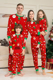 Jul Mysig Röd Tryck Familj Matchande Pyjamas Set