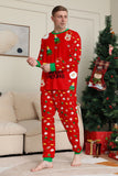 Jul Mysig Röd Tryck Familj Matchande Pyjamas Set