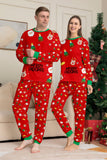 Jul Mysig Röd Tryck Familj Matchande Pyjamas Set
