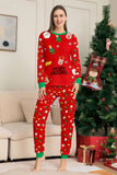 Jul Mysig Röd Tryck Familj Matchande Pyjamas Set