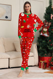 Jul Mysig Röd Tryck Familj Matchande Pyjamas Set