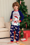 Grå, Blå, Snögubbe, Tryck, Jul, Familj, Matchande Pyjamas