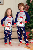 Grå, Blå, Snögubbe, Tryck, Jul, Familj, Matchande Pyjamas