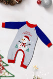 Grå, Blå, Snögubbe, Tryck, Jul, Familj, Matchande Pyjamas