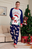Grå, Blå, Snögubbe, Tryck, Jul, Familj, Matchande Pyjamas