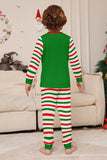 Grön Horisontell Stripe Tryck Jul Familj Matchande Pyjamas Set