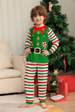 Grön Horisontell Stripe Tryck Jul Familj Matchande Pyjamas Set