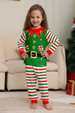 Grön Horisontell Stripe Tryck Jul Familj Matchande Pyjamas Set