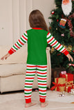Grön Horisontell Stripe Tryck Jul Familj Matchande Pyjamas Set
