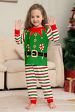 Grön Horisontell Stripe Tryck Jul Familj Matchande Pyjamas Set