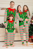 Grön Horisontell Stripe Tryck Jul Familj Matchande Pyjamas Set