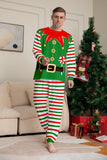 Grön Horisontell Stripe Tryck Jul Familj Matchande Pyjamas Set