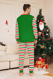Grön Horisontell Stripe Tryck Jul Familj Matchande Pyjamas Set