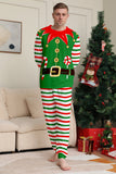 Grön Horisontell Stripe Tryck Jul Familj Matchande Pyjamas Set