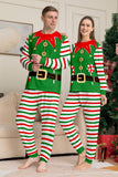 Grön Horisontell Stripe Tryck Jul Familj Matchande Pyjamas Set