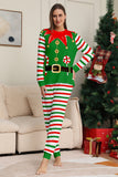 Grön Horisontell Stripe Tryck Jul Familj Matchande Pyjamas Set