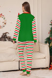 Grön Horisontell Stripe Tryck Jul Familj Matchande Pyjamas Set