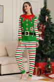 Grön Horisontell Stripe Tryck Jul Familj Matchande Pyjamas Set