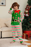 Grön Horisontell Stripe Tryck Jul Familj Matchande Pyjamas Set