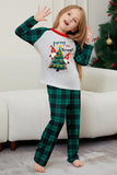 Grön Merry Christmas Plaid Print Familj Matchande Pyjamas Set