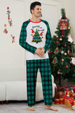 Grön Merry Christmas Plaid Print Familj Matchande Pyjamas Set
