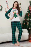 Grön Merry Christmas Plaid Print Familj Matchande Pyjamas Set