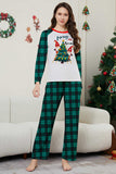 Grön Merry Christmas Plaid Print Familj Matchande Pyjamas Set