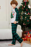 Grön Merry Christmas Plaid Print Familj Matchande Pyjamas Set