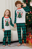 Grön Merry Christmas Plaid Print Familj Matchande Pyjamas Set