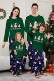 Grön Blå Träd Tryck Långärmad Jul Familj Matchande Pyjamas