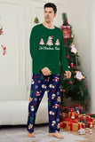 Grön Blå Träd Tryck Långärmad Jul Familj Matchande Pyjamas