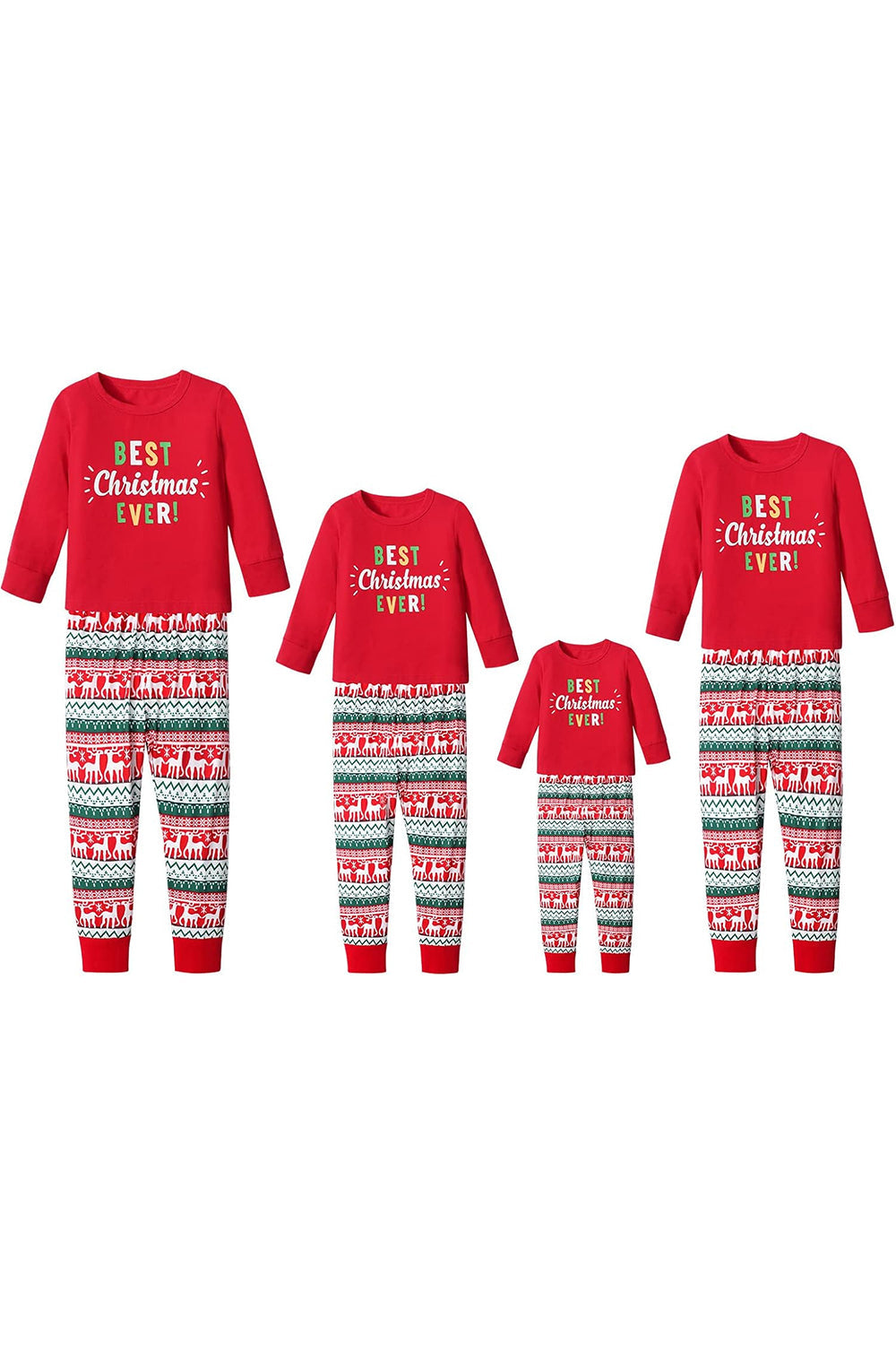 Zapaka Jul Tryckt Matchande Familj Pyjamas Röd Långärmad Rund Hals Set ...