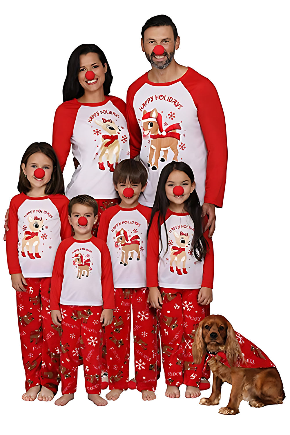 Zapaka Djur Tryckt Matchande Familj Pyjamas Jul Röd Långärmad Rund Hals ...