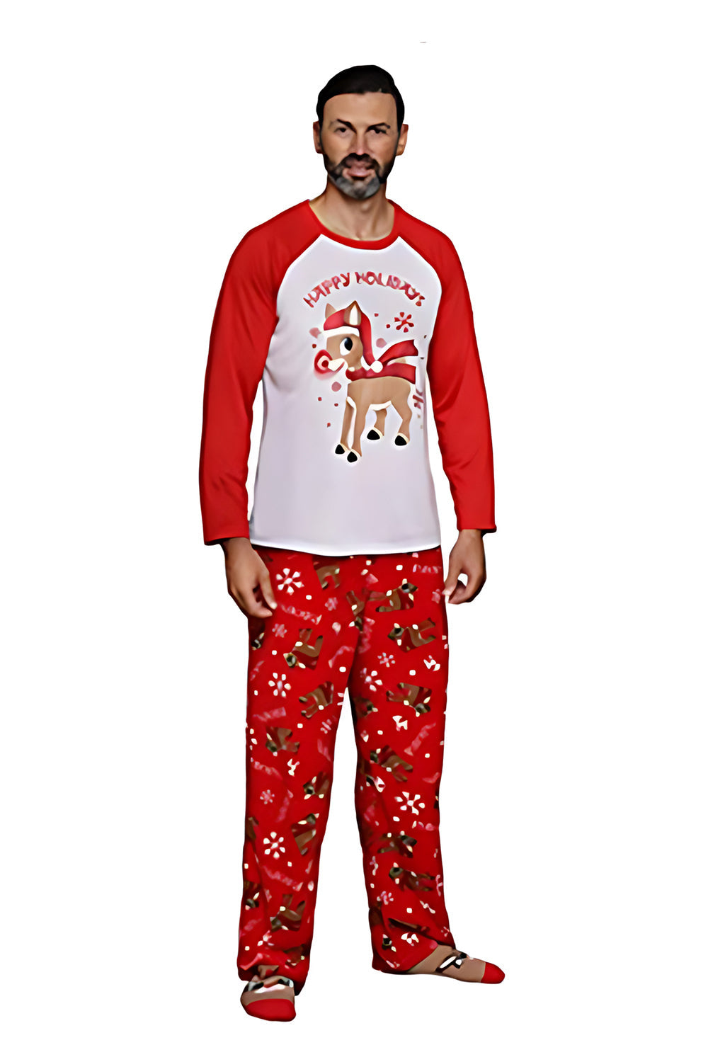Zapaka Djur Tryckt Matchande Familj Pyjamas Jul Röd Långärmad Rund Hals ...