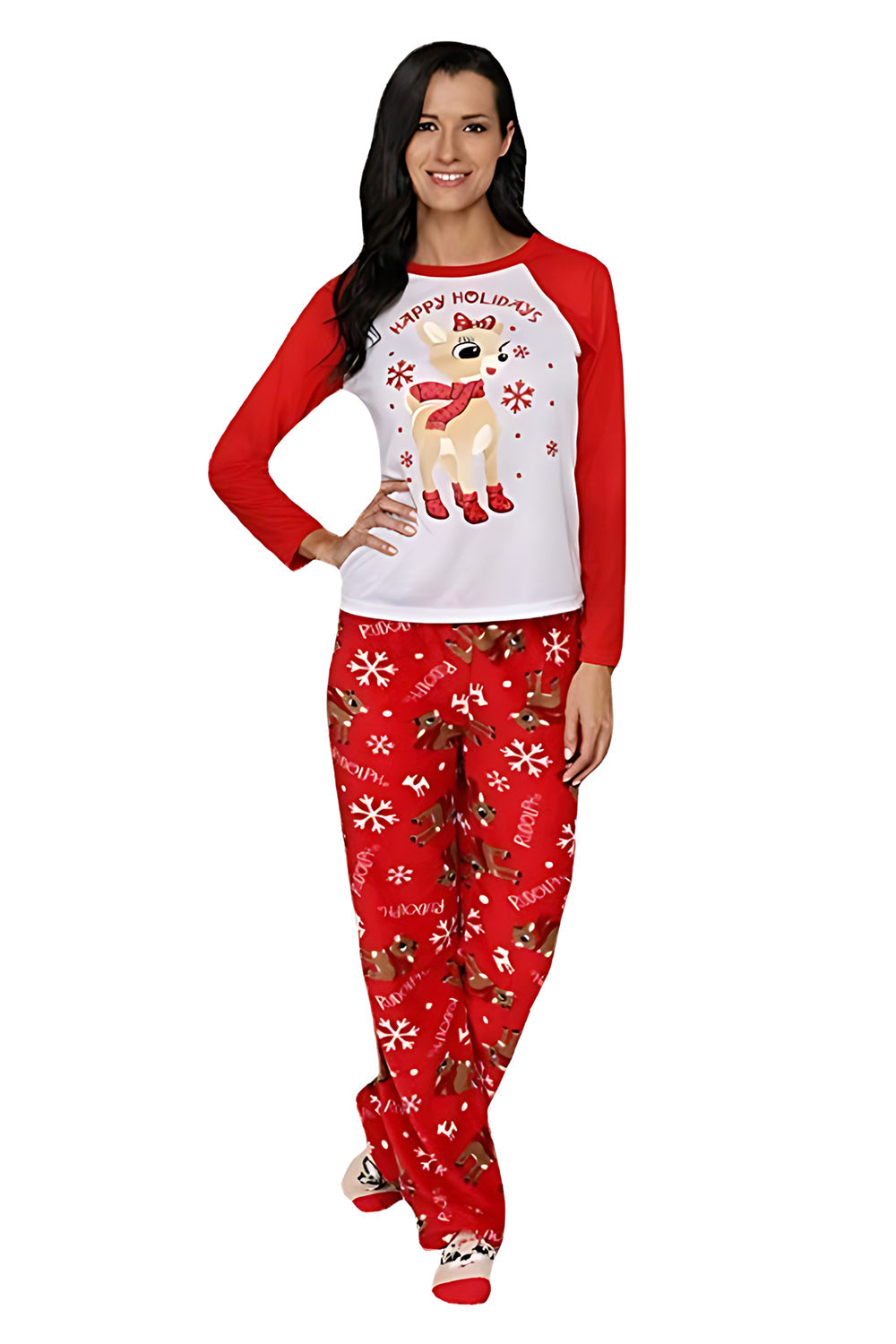 Zapaka Djur Tryckt Matchande Familj Pyjamas Jul Röd Långärmad Rund Hals ...