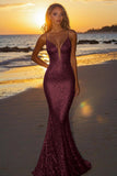 Glittrande Silver Backless Mermaid Lång formell klänning