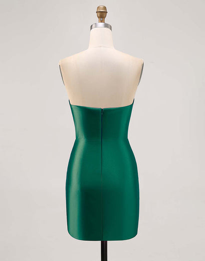 Fuchsia Axelbandslös pärlstav Bodycon Homecoming Klänning med slits