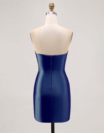 Fuchsia Axelbandslös pärlstav Bodycon Homecoming Klänning med slits