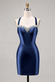 Korsett Satin Bodycon Mörkgrön Homecoming Klänning