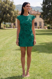 Gul rundhalsad bodycon hemkomstklänning med 3D-blommor
