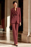 Vinröd dubbelknäppt topp slag 2 stycke kvinnors Affärskostymer