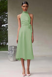 Rosa En linje Halter Tea Längd Satin Formell Klänning