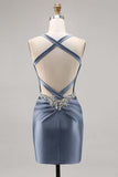 Korsett Satin Bodycon Mörkgrön Homecoming Klänning