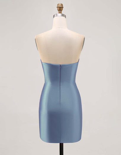 Fuchsia Axelbandslös pärlstav Bodycon Homecoming Klänning med slits