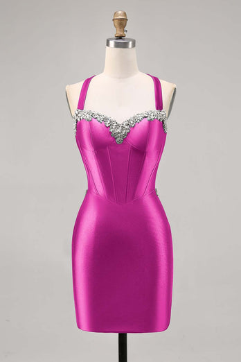 Korsett Satin Bodycon Mörkgrön Homecoming Klänning