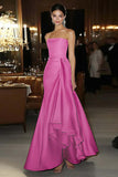 Fodral Rosa Satin Axelbandslös Gala Klänning