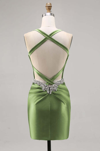 Korsett Satin Bodycon Mörkgrön Homecoming Klänning