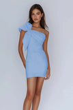 Vit One Shoulder Bow Bodycon Graduation Klänning